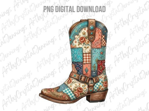 Download Quilted Country Patchwork Western Boot - Country patchwork Collection