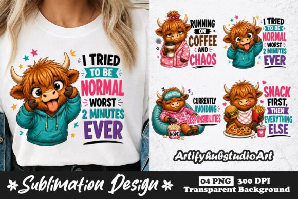 Download Funny Highland Cow Quote Sublimation PNG - Sublimation png Collection