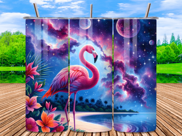 Download Cosmic Space Flamingo Galaxy Tumbler Png - Premium Resources