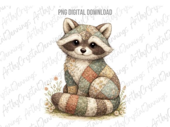 Download Country Patchwork Raccoon Animal PNG - Country patchwork Collection