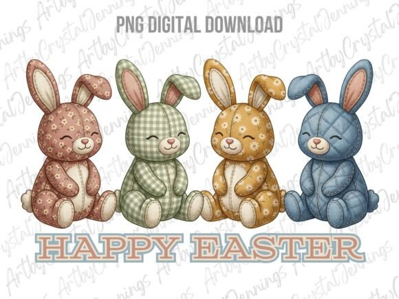 Download Country Patchwork Bunnies Happy Easter - Country patchwork Collection