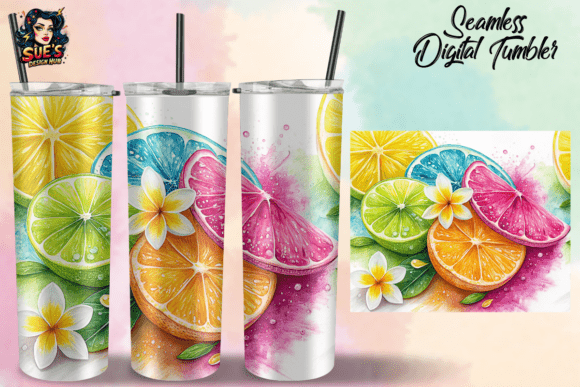 Download Tropical Citrus Splash Seamless Tumbler - Premium Resources